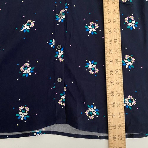 LOFT Short Flutter Sleeve Floral Tie Waist Dress Size 10 Blue - Picture 9 of 10