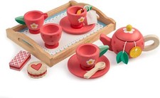 Tender Leaf Toys - Wooden Tea Tray Pretend Food Play Toy with Tea Bags and Snack