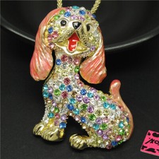 New Fashion Women Cute Bling Colorful Dog Puppy Crystal Pendant China Necklace
