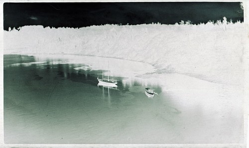 ONE (1): EARLY 1900s FILM NEGATIVE; SCHOONER, STEAMBOAT, UNKNOWN LOCATION - Picture 2 of 2