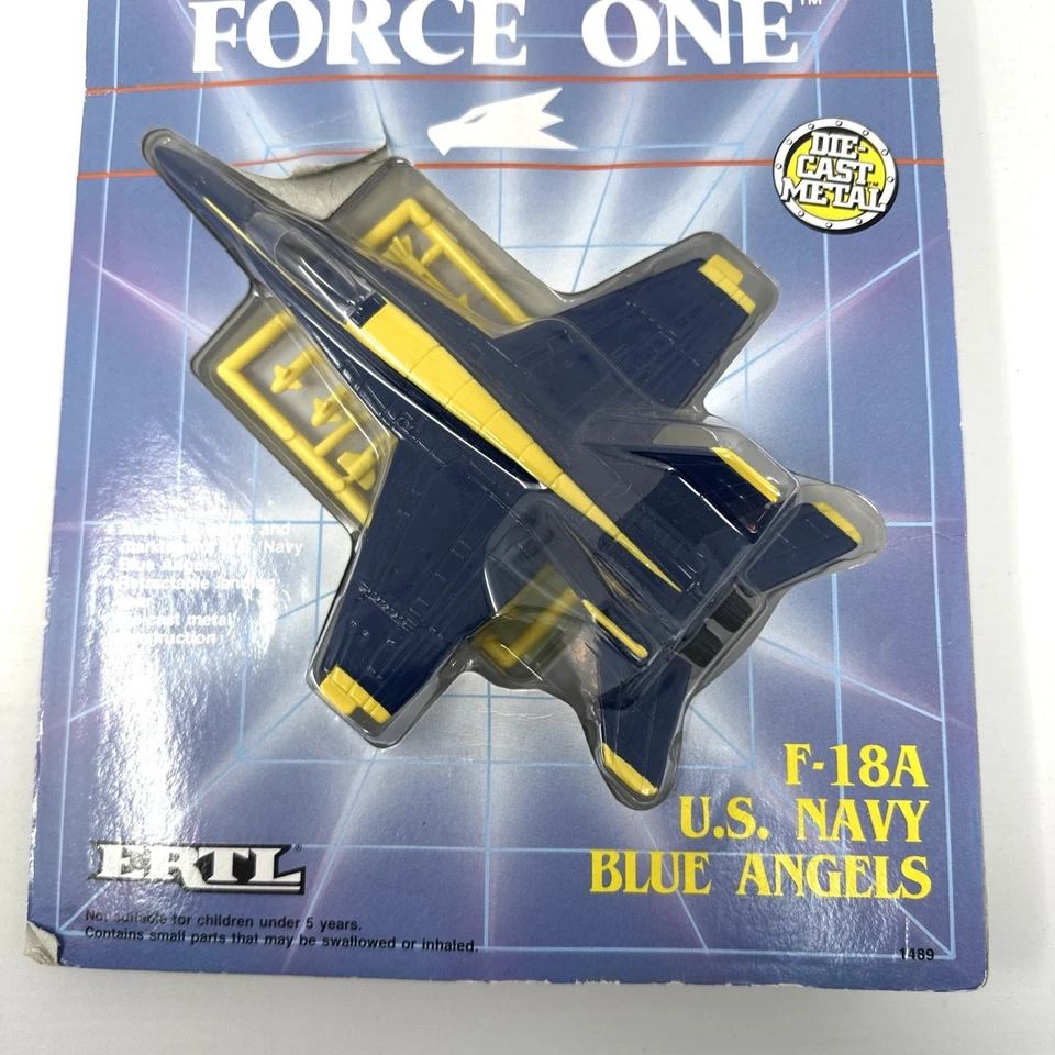 ERTL Force One F-18A US Navy Blue Angels литой металлический реактивный самолет 1989 новый в коробке - Изображение 4 из 4