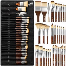 Nicpro 30pcs Paint Brush Set for Acrylic Painting, Oil, Watercolor, Gouache