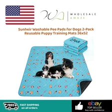 Sunheir Washable Pee Pads for Dogs 2-Pack Reusable Puppy Training Mats 36x52