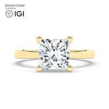 Princess Diamond Engagement Ring 18k Yellow Gold Labgrown 3.35 Ct Solitaire