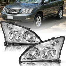 Halogen Headlights Lh Rh Fit 2004-2009 Lexus Rx330 Rx350 Rx400h Chrome Clear Halogen Headlights Lh Rh Fit 2004-2009 Lexus Rx330 Rx350 Rx400h Chrome Clear