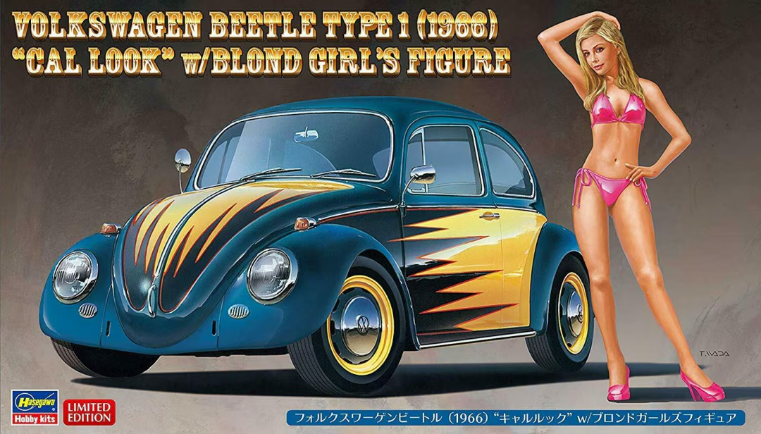 1:24 Scale Hasegawa Volkswagen Beetle Type 1 ’66 CAL LOOK with girl Model Kit !