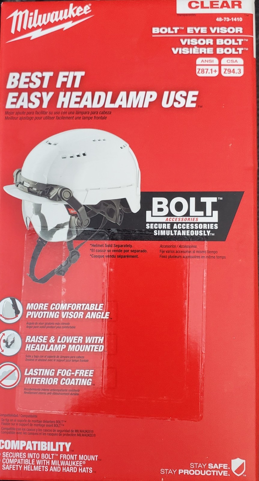 Milwaukee Tool 48-73-1410 Bolt Eye Visor - Clear Dual Coat Lens 