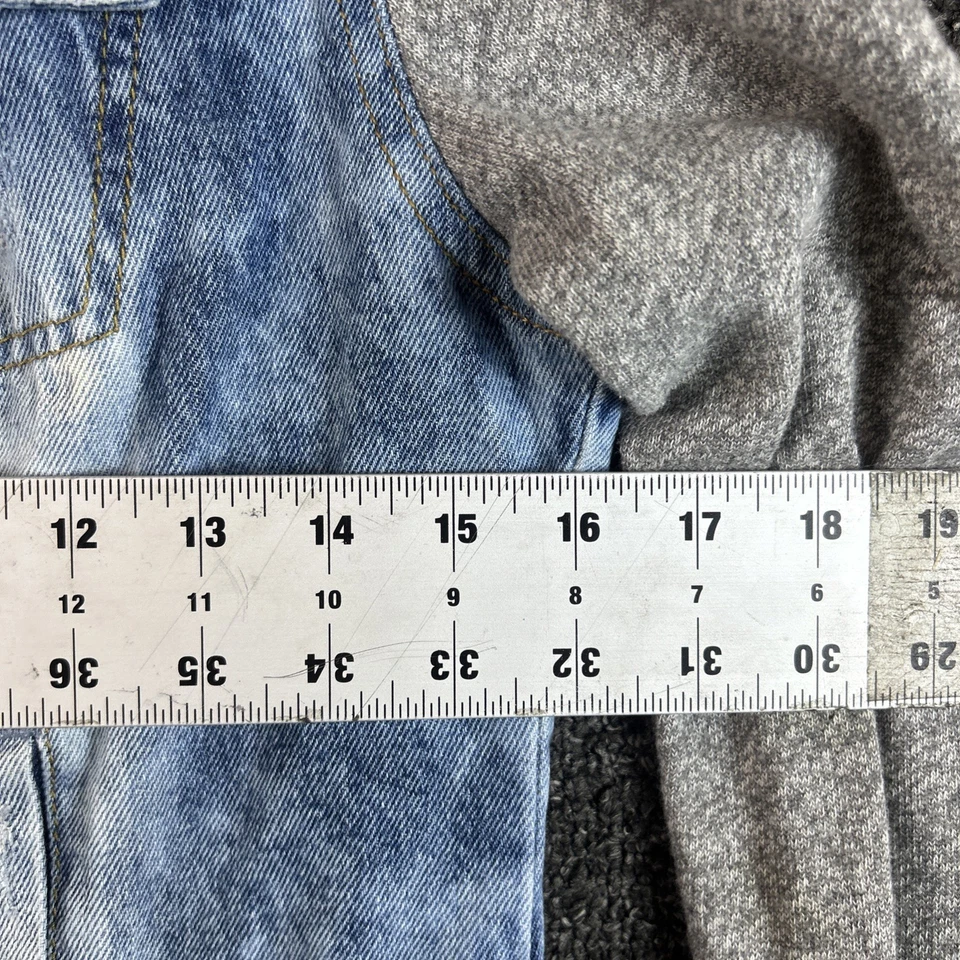 Chaqueta L.e.i Mujer Mediana Con Capucha Denim Envejecido Tejido Polar Botón Talla S Foto 4 de 4