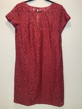 Loft Women's Short Sleeve Red Lace Dress Size 12