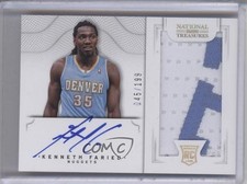 2012 National Treasures 2011 Rookies Memorabilia 45/199 Kenneth Faried Auto 0e5