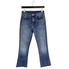 MOTHER The Runaway Step Fray High Rise Straight Leg Flare Blue Jeans 27 Preowned