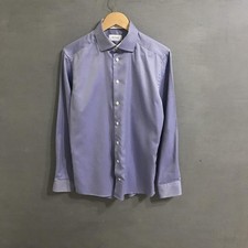 Men Eton Shirt Blue Cotton 38 / M / 46