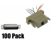 100 Pack DB25 Male to RJ45 Female Network Ethernet CAT5e/6 Modular Jack Adapter