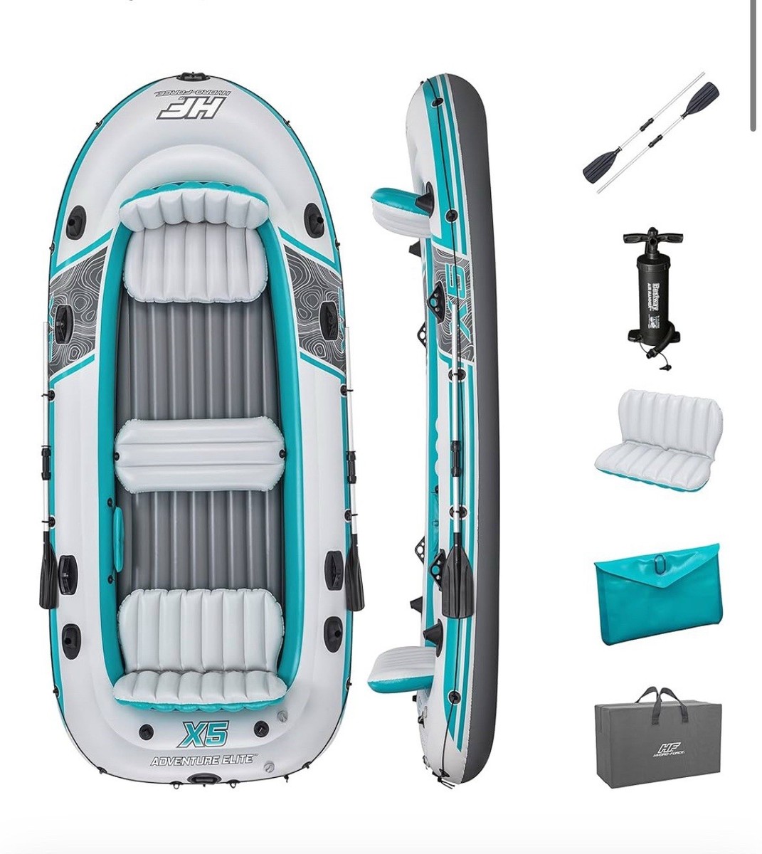 Bateau Gonflable Hydro-Force 2,3 M – Capacité 258 Kg, Plancher Rigide, Avec Pompe Et Rames, Pour 2 Adultes, Certifié NMMA