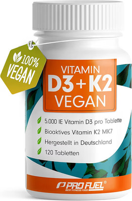 Vitamin D3 K2 Vegan   120 Tablets with 5000 IU D3 + 200 mcg K2 (MK7)