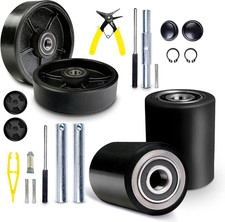 Complete Black Pallet Jack Set with Back Axle, Wheels, and Rollers
