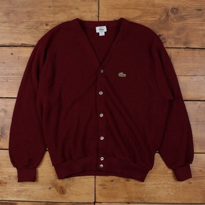 Vintage IZOD Lacoste Strickjacke XL Herren 80er Acryl V-Ausschnitt Hergestellt in den USA Rot Strick