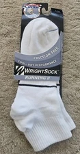 WrightSock White Quarter Light Cushion Running Walking Socks M 8.5-11.5 W 9.5-11
