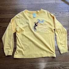 Warner Bros Studio Daffy Bugs Marvin Martian embroidered pocket shirt L/S Y L