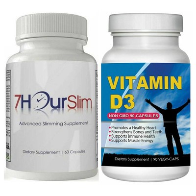 7Hour Slim Weight Management Supplement & Vitamin D3 Immune Support 2 Bottles