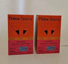 Thinx Teens Reusable Period Underwear Super Absorbency Cotton Bikini Small X 2