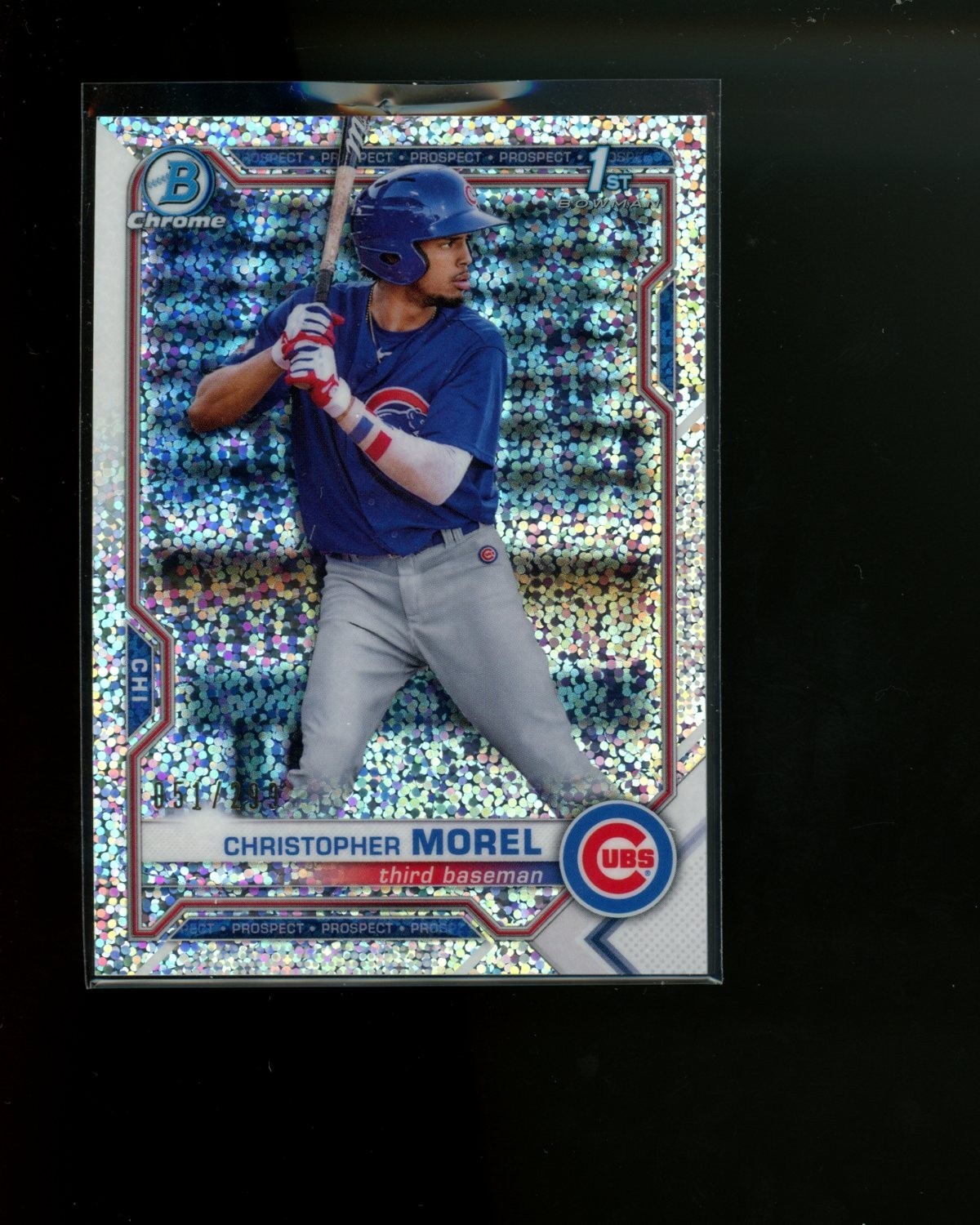 2021 Bowman Chrome Speckle Refractor #BCP131 Christopher Morel #d 51/299 1st
