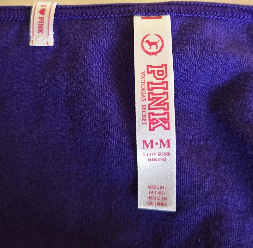 Vintage Victoria's Secret PINK Purple Graphics Cotton Low-Rise Bikini Panties M - Image 3 of 3