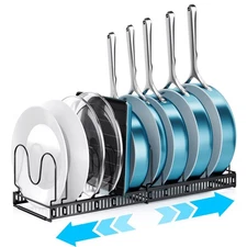 ORDORA Pots and Pans Organizer Under Cabinet, Expandable Cutting Board Pot Li...