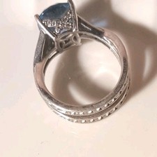 Beautiful Sterling Silver Cubic Zirconia Band Ring Size 8