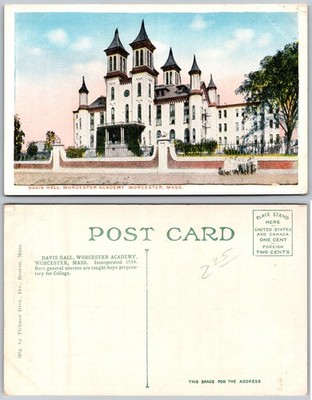Davis Hall Worcester Academy Worcester MA Postcard