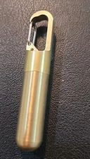 Brass Pill Case Keychain Clip-on Mini Capsules Storage for Camping and Hiking