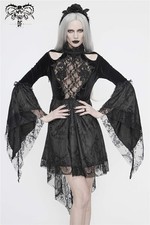 Women Punk Gorgeous Lace Decoration Chest Embroidered Beaded Off-shoulder Dress