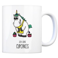 Honeycorns Kaffeebecher Mit Einhorn Motiv Und Spruch: Ich Liebe Cupcakes Tasse