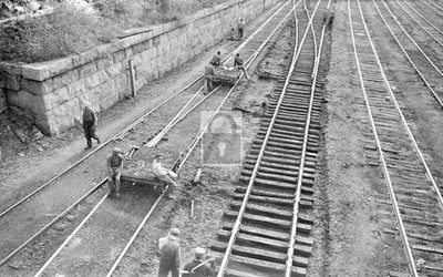 Aerial View Railroad Yard Workers Minneapolis Minnesota MN - Reprint