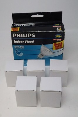 Philips Indoor Flood 50W MR16 GU5.3 Base 12V Light Bulbs 5 Pack Bright White