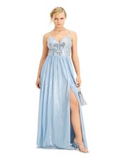 CITY STUDIO Womens Dress Light Blue Spaghetti Strap Shimmer Juniors 3