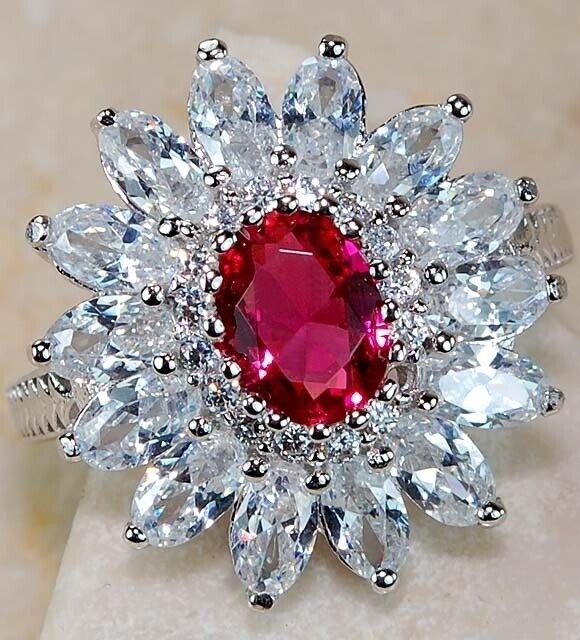 2CT Heat Treated  Rubellite Tourmaline 925   Sterling Silver Ring   Sz 7 L1-3