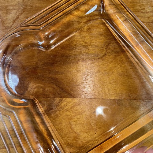Square Deco Style Clear Snack Plates with Drink Slot 4 pcs Vintage - Picture 9 of 13