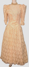Vintage Scott McClintock Victorian Layered Crinoline Lace Satin Pink Dress Sz 10