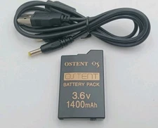 Ostent PSP 2000 / 3000 Slim 1400mah 3.6V Battery + 2 in 1 USB Charger Cable 