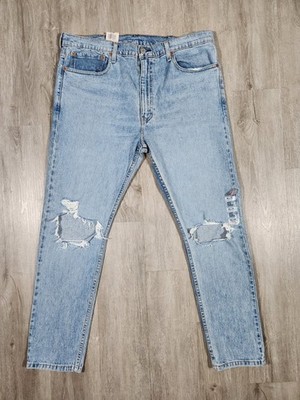 Levi's Distressed Denim Jeans Mens 38X30 Slim Taper Stretch New 