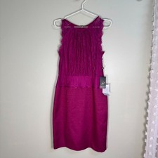 Adrianna Papell Magenta Lace Sheath Dress Sleeveless Size 10 NWT