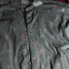 Robert Graham Mens 2XL Black/White Striped Sk...
