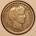 1912-S BARBER DIME -- sharp Very Fine (VF)