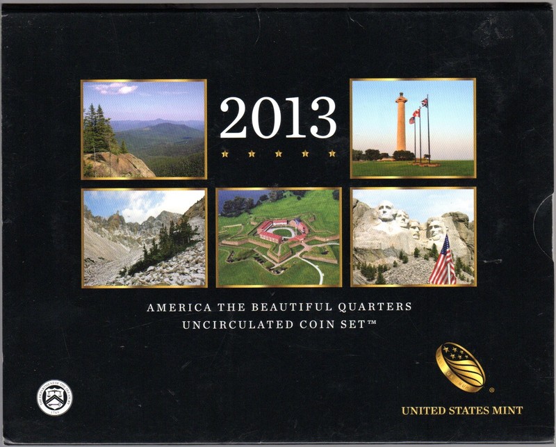 2013 US Mint AMERICA THE BEAUTIFUL P&D Uncirculated Set - 10 coins w/ OGP sleeve