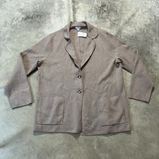 J Crew Sweater Blazer Womens Size Medium Brown Two Button Collared Knit Office