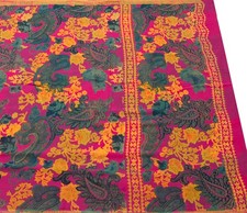 Sushila Vintage Fuchsia Scrap Saree Georgette Silk Printed Floral Sari Fabric