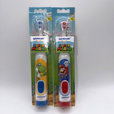 Spinbrush Toothbrush Super Mario Kid s Battery, Soft, Mario & Yoshi