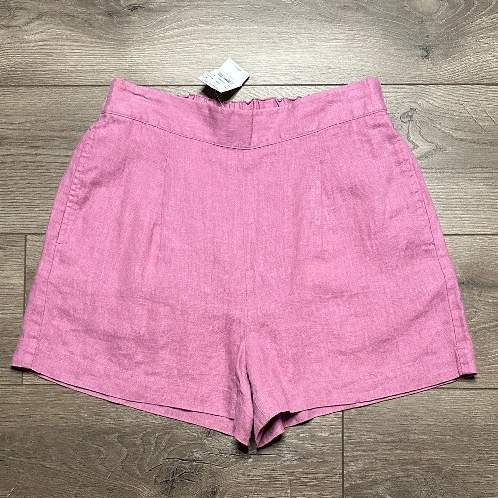 Madewell Clean Pull-On Linen Pleated High Rise Casual Shorts Size Small