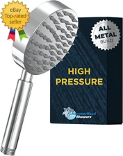 Solid Metal Hand Held Shower Head CHROME 2.5 GPM High Pressure Shower Heads 4 In